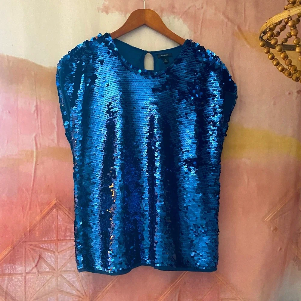 Halogen Sequins Cap Sleeve Top 🌵M - Picture 1 of 9